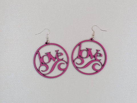 Pink Love Circle Earrings
