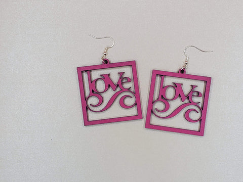 Pink Love Square Earrings