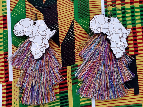 Africa Charm Multi Color Tassel Earrings